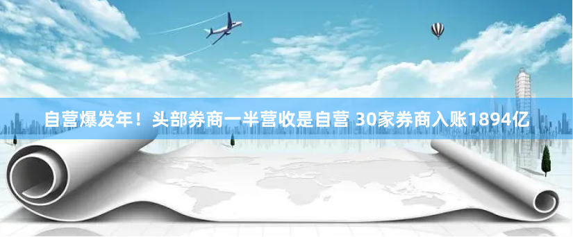自营爆发年！头部券商一半营收是自营 30家券商入账1894亿